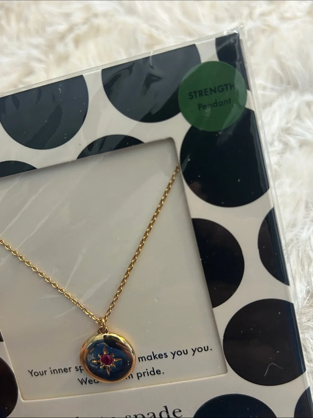 NWT $ kate spade The Color Spark Collection Red Strength Medallion Necklace